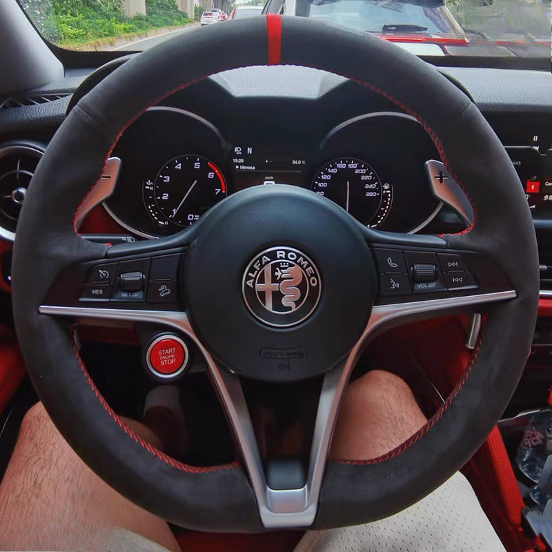 Car Steering Wheel Cover Anti Slip Breathable - Voor Alfa Romeo Giulia Stelvio 2015-2018