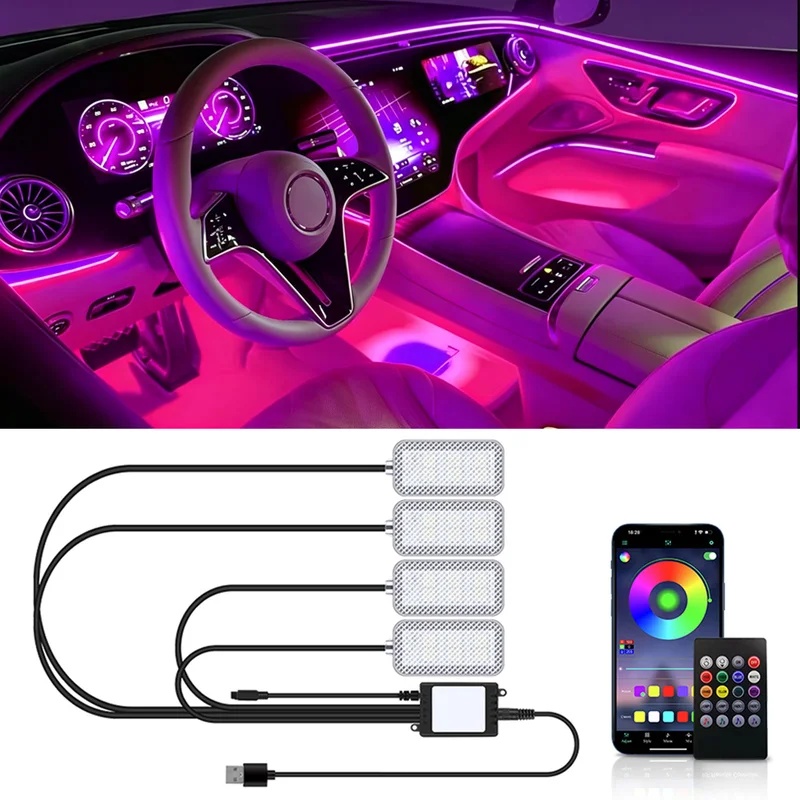 Led Ambient Interior Car Lights App Control - Neon LED auto-interieur sfeerverlichting voetverlichting accessoires
