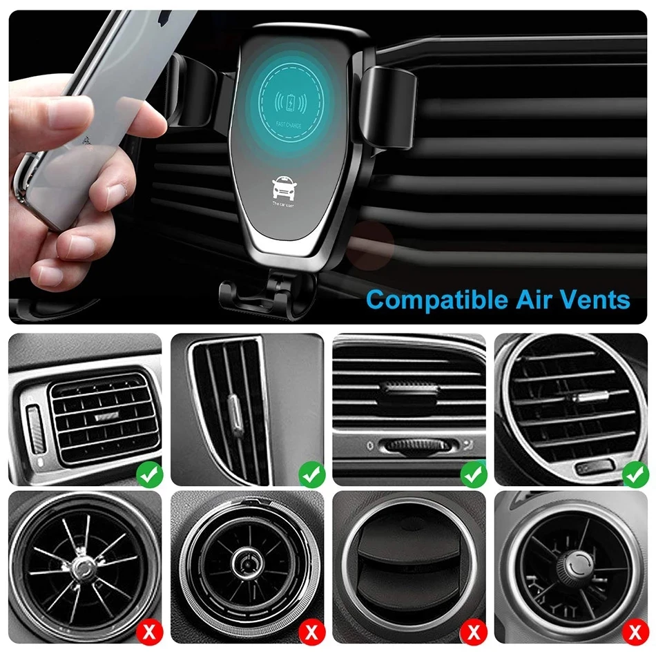 Wireless Car Charger Mount Fast Charging - VIKEFON Draadloze autolader, telefoonhouder voor de