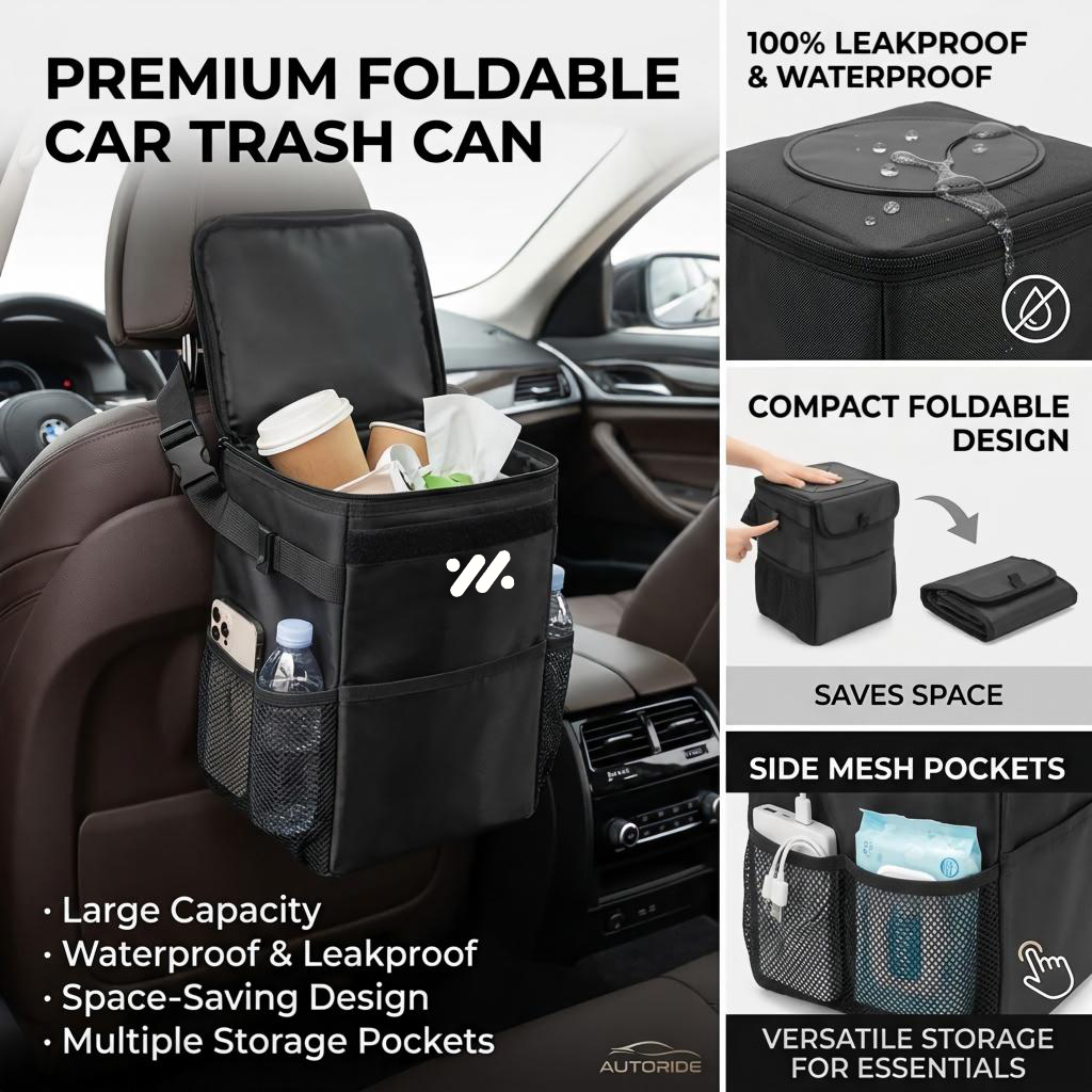Waterproof Car Trash Can With Lid - Waterdichte opbergzak voor de auto, geschikt