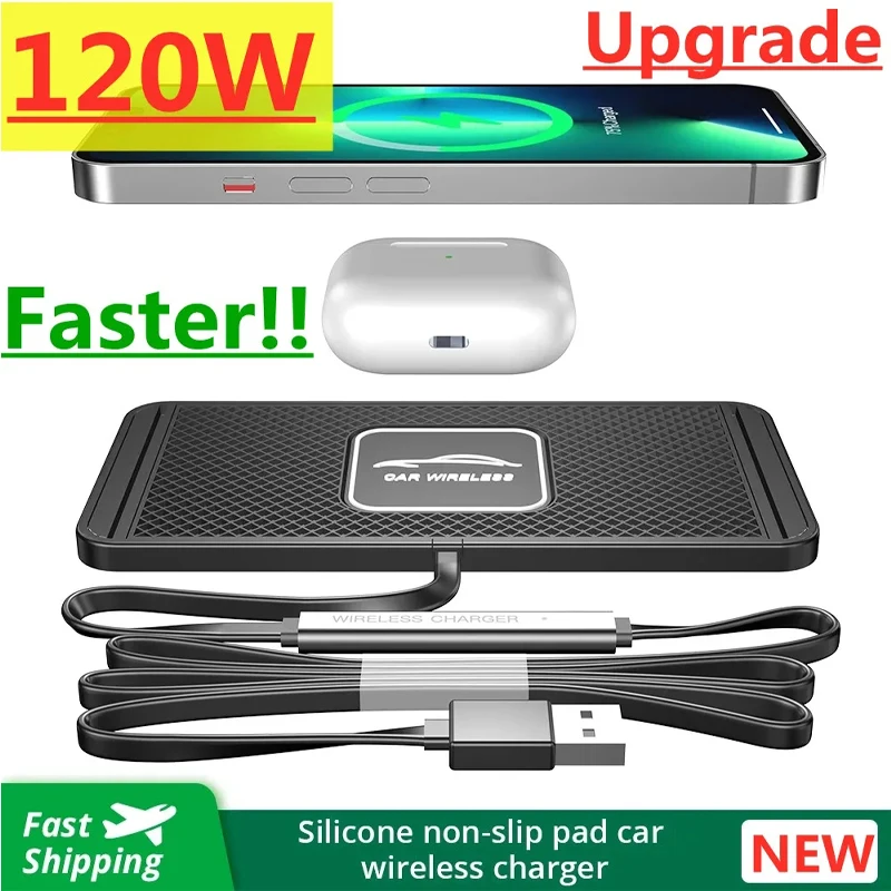 Wireless Car Charger Mount Fast Charging - Siliconen Pad Stand Draadloze Oplader Auto