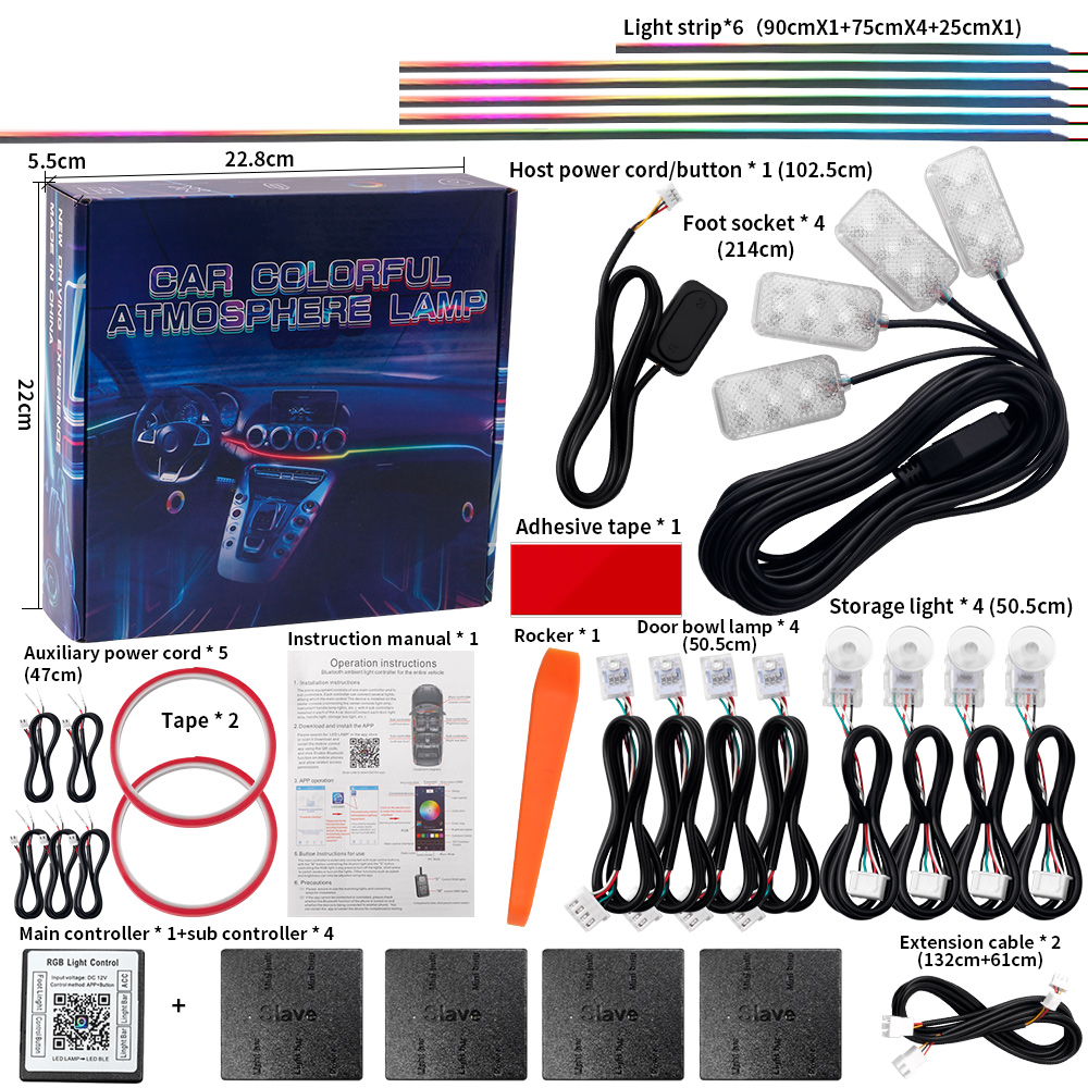 6/10/14/18/22 in 1 Auto-sfeerv - Led Ambient Interior Car Lights App Control recensie en prijs