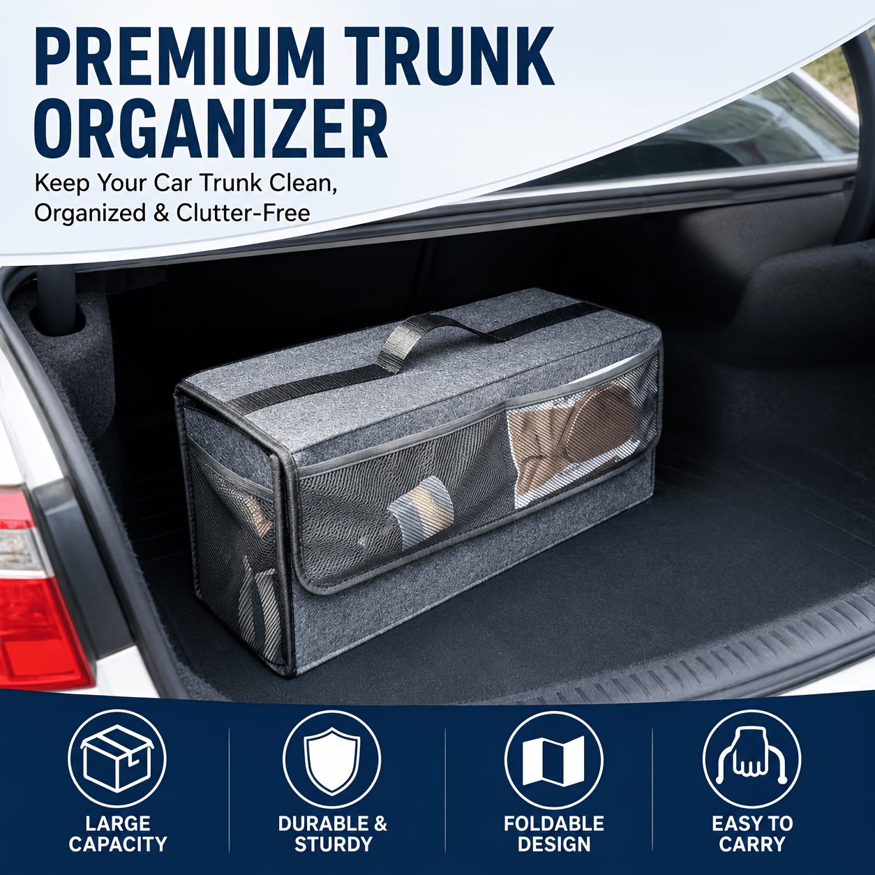 Vilten kofferbakorganizer met  - Car Trunk Organizer Foldable Storage Box recensie en prijs