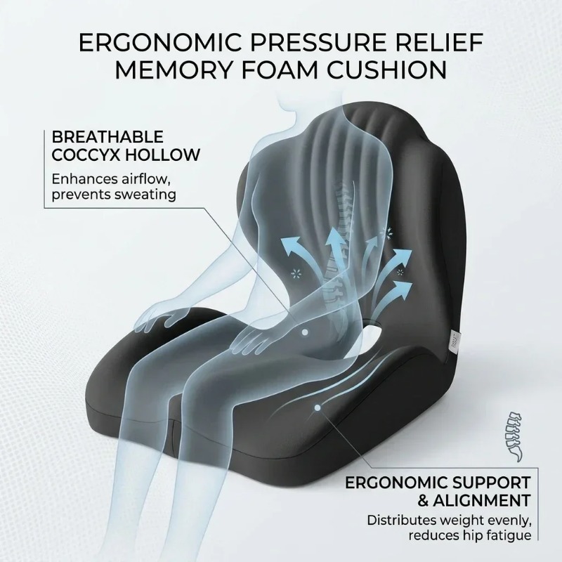 Zitkussen voor het stuitbeen,  - Memory Foam Car Neck Pillow Lumbar Support recensie en prijs